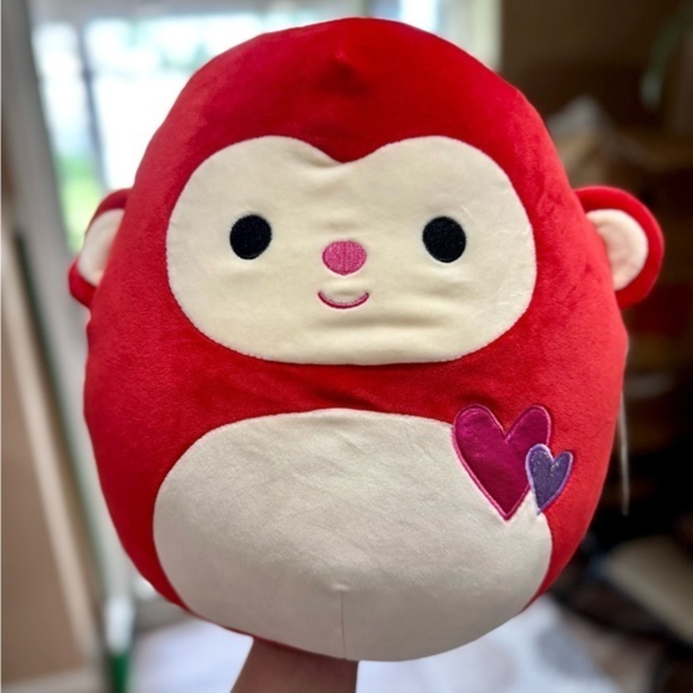 Squishmallows collector's monkey maxwell red plush